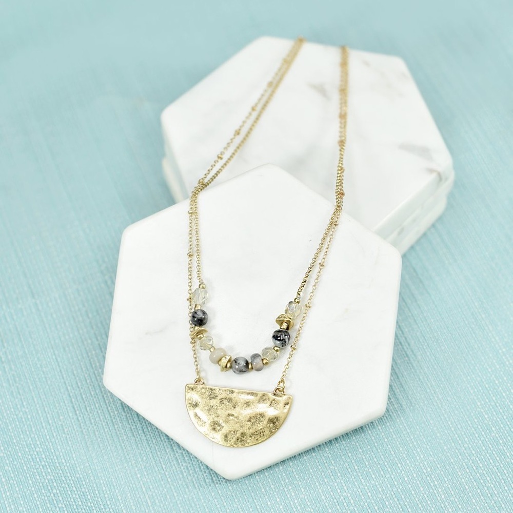 NEW Beaded & Brass Necklace, Tory